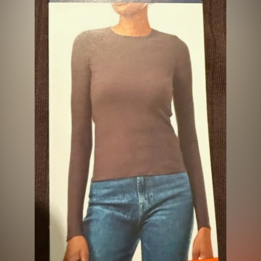 Splendid Women’s Ribbed Classic Long Sleeve Crew Neck shirt top brown size XXL